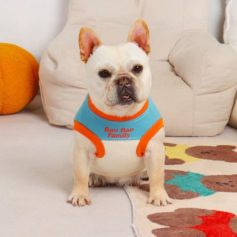 T00052Cute French bulldog vest elastic breathable dog clothes spring and autumn new pet pug bichon clothes autumn thin style