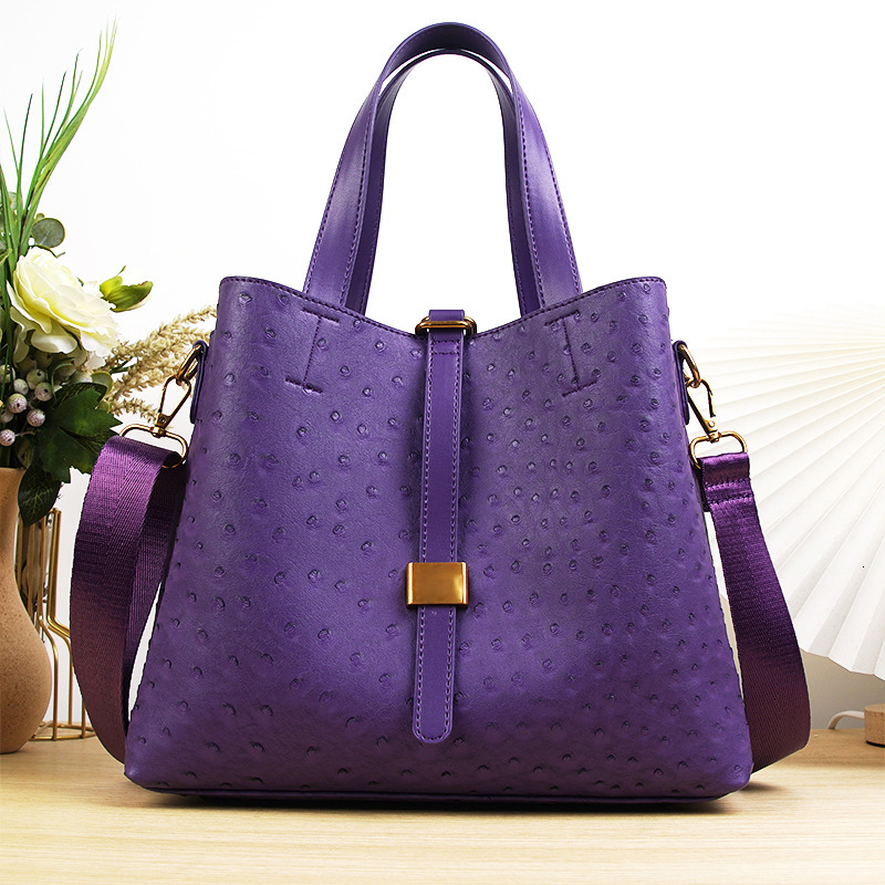 New Texture Ostrich Pattern Handbag Women S Large Capacity Single Shoulder Bucket Tote Bag