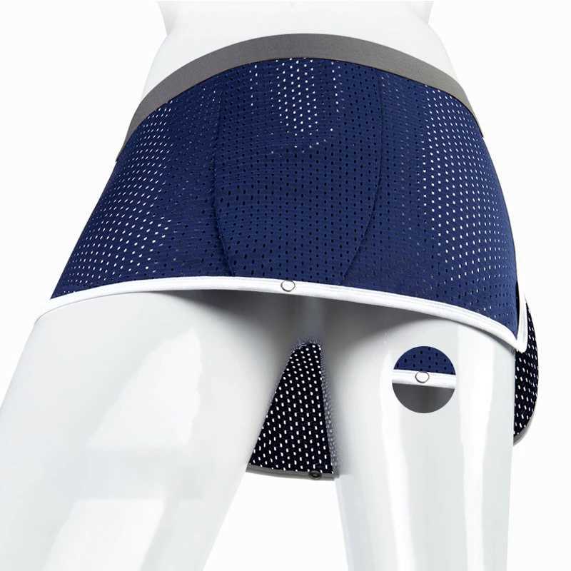 New Arrival Mens sexy ice silk arrow underwear open crotch breathable underwear button adjustable thread separation underwear mens Z250424