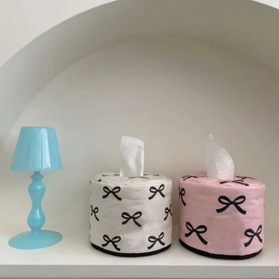Bowknot Tissue Paper Storage Box Korean Style Space-saving Roll Holder Table Decor Sturdy Cotton Napkin Tissue Box for WomenM251124