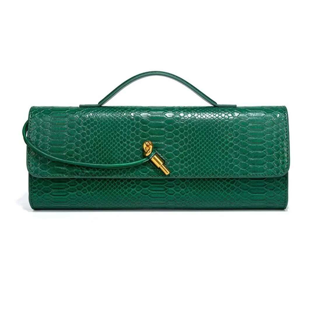 High Quality New Women's Fashionable Crocodile Pattern Flip Cover Holding Accordion Bag Dinner Bag Ladies Handbag Long Strap