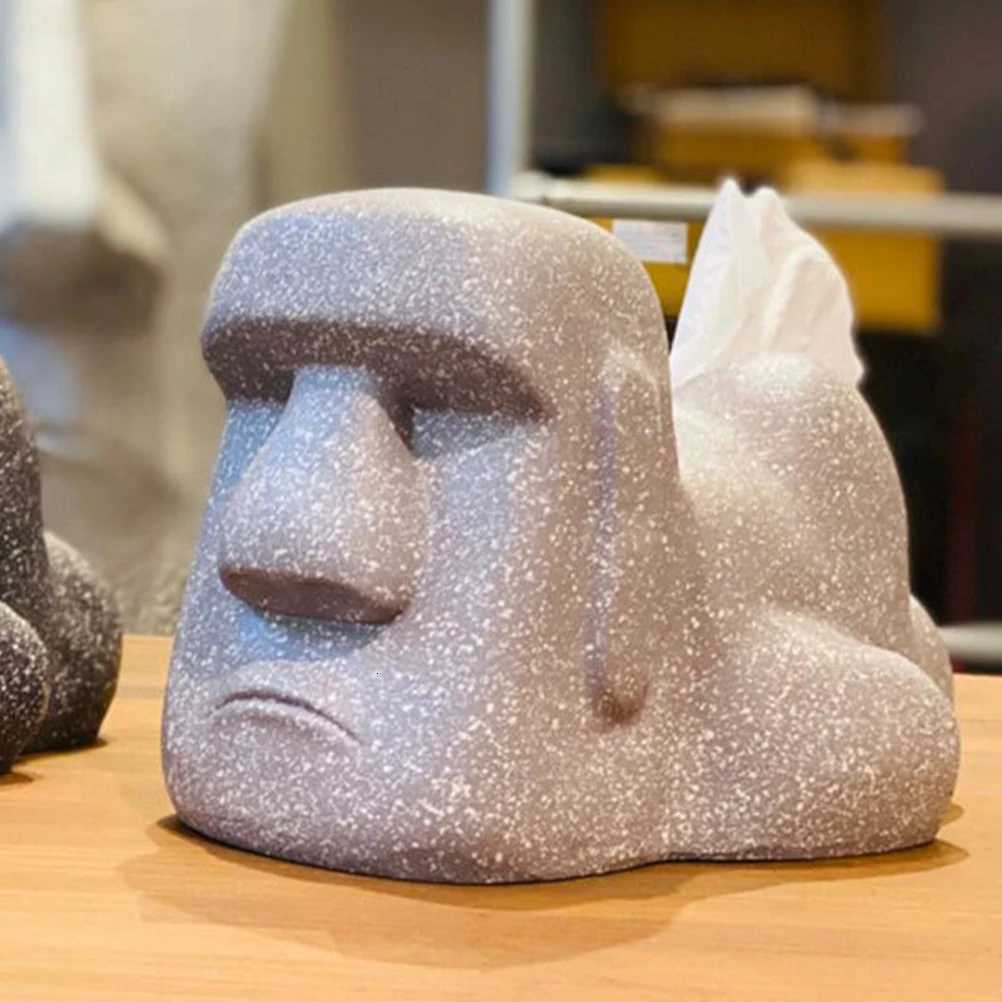 Moai Design Retro Tissue Box Cover Household Napkin Holder Bedroom Decor Paper Towel Dispenser Novelty Case For OfficeM251124