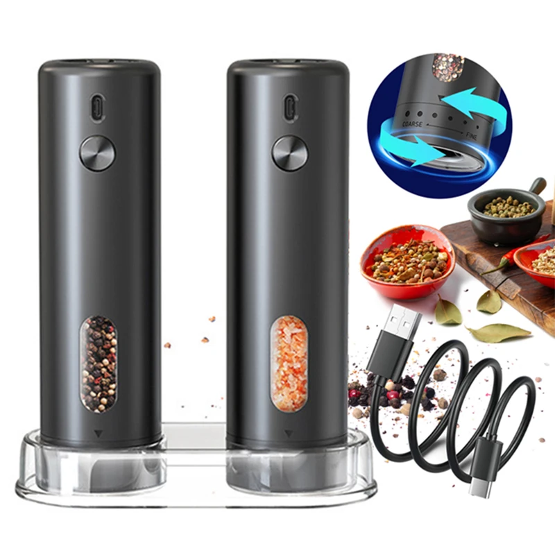Electric Salt and Pepper Grinder USB Rechargeable Adjustable Grain Beans Spice Mills Kitchen Blender Smash Machine