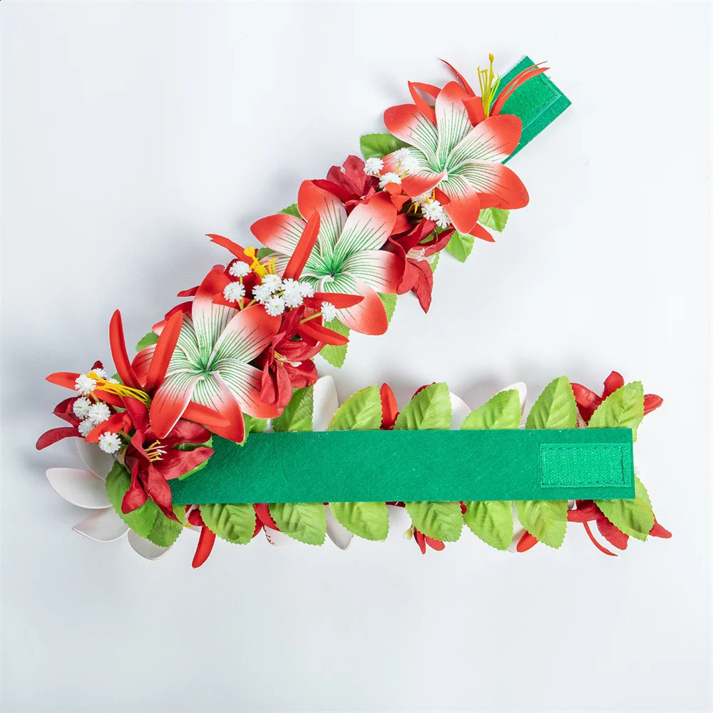 Tropical Haku Head Lei Poo Hawaii Style Tiare Flowers with Spider Lily Crown Handcrafted Gifts Hula Dancing Performace 250420