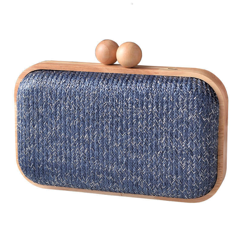 Dinner Bag Summer Solid Wood Frame Banquet Bag Woven Fabric Handbag Simple Daily Style KQ
