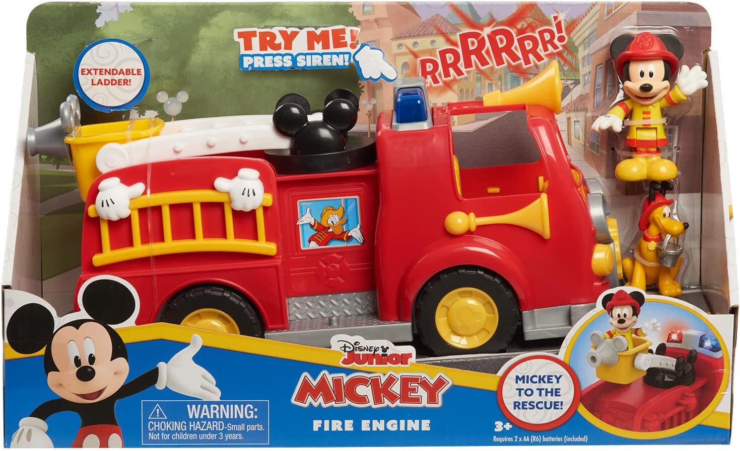 Disney custom Mickey Mouse Mickey Fire Engine Figure Vehicle Playset Lights and Sounds Kids Toys for Ages Up by Just Play