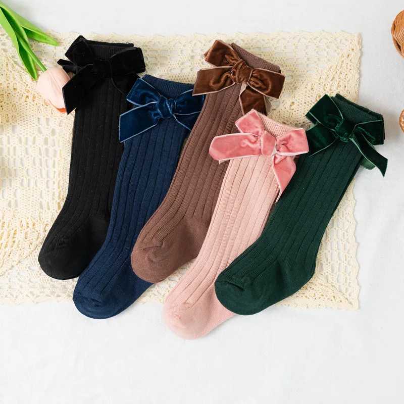 Autumn Winter Baby Girls Bowknot Knee High Socks Toddler Tube Princess Sock For Kids Knitted Socken Cute Leg Warmer 0-8Years G251124
