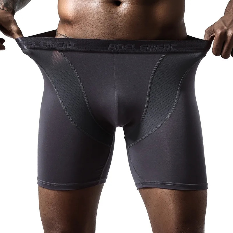 Mens underwear boxing Modal mens breathable ice silk Ushaped invisible bag long leg shirt L5XL size 250417