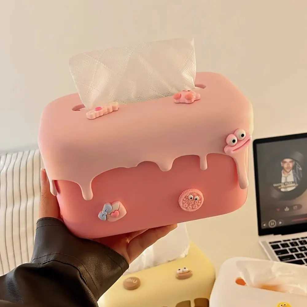 Cute Cream Tissue Box Table Tissue Storage Box Living Room Bathroom Available Spring Lift Paper boxM251124