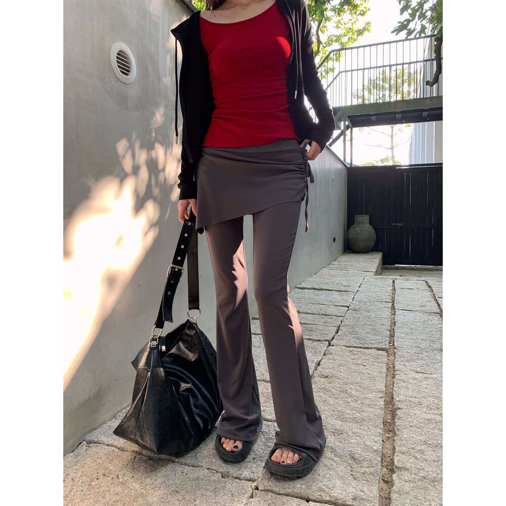 Yuyi New Style 2025 Spring American Luxury Fake Two Piece Skirt Versatile Micro La Casual Pants Women's M 11267