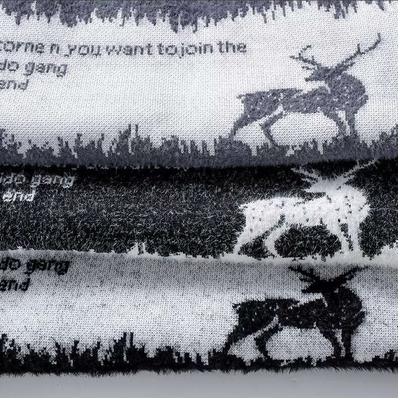 mink velvet Christmas reindeer men's autumn and winter knitted pullover sweater