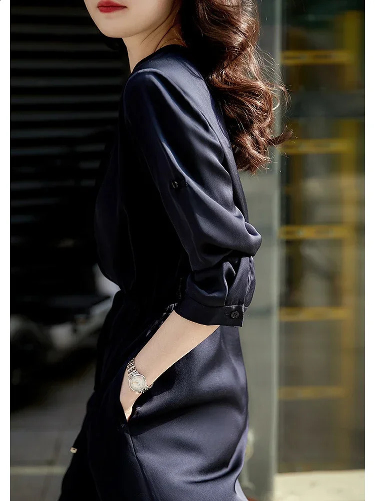 Heavy 19mm Double Qiao Mulberry Silk Dress Summer Womens Wear Hangzhou Silk Small Black Dress 250423