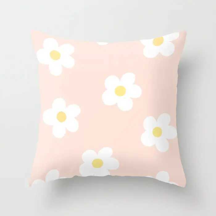 Nordic Modern Flower Pillow Combination Orange Plant Pillow Sofa Cushion Pillowcase Office Cushion Afternoon Nap Pillow G251124