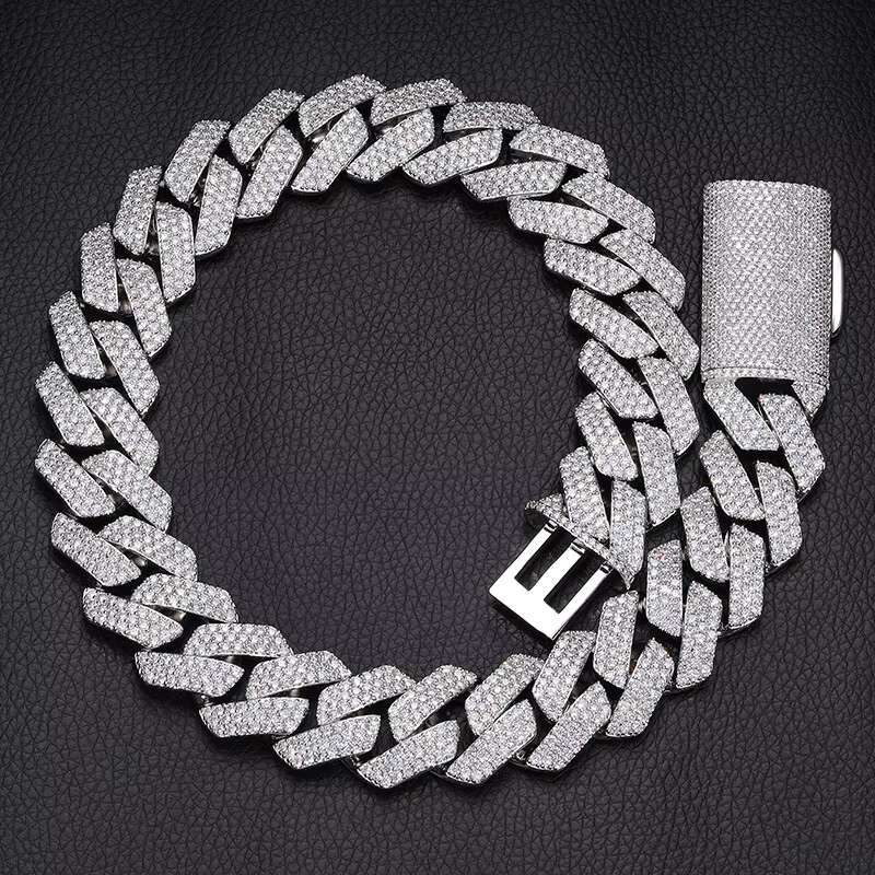 23MM 3 Rows Diamond Cuban Chain Iced Out Cuban Link Chain Diamond Necklace for Men Top Icy Hip Hop Jewelry