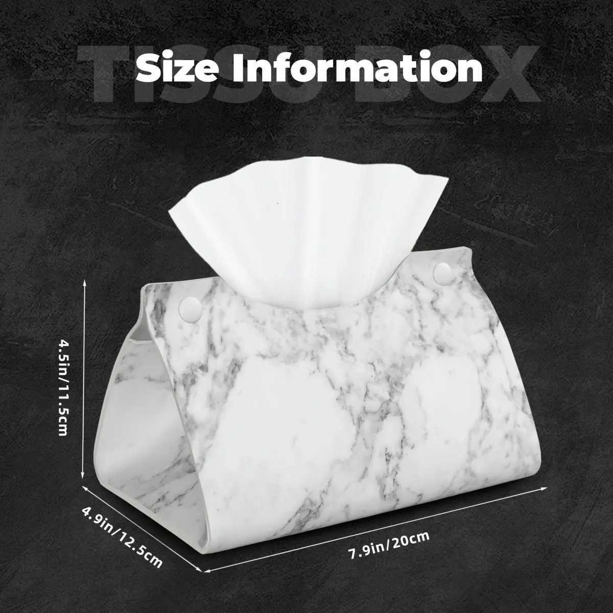 Custom White Gray Marble Pattern Tissue Box Holder Rectangular PU Leather Facial Tissue Box Cover for Car OfficeM251124