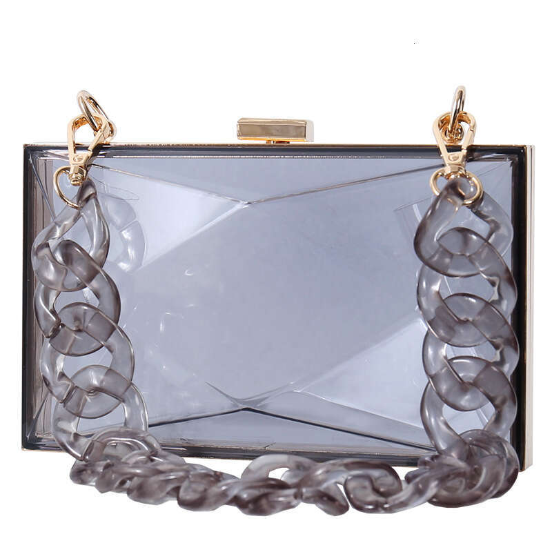 Dinner Bag Diamond Acrylic Single Shoulder Chain Transparent Colorful Square Fashion Dress Handheld Dinner Party Bag KQ
