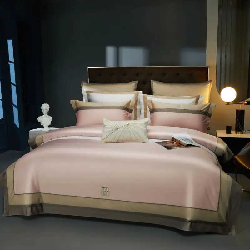 Luxury Luxury Embroidery Bedding Set 1000TC Egyptian Cotton Soft Silky Duvet Cover Bed Sheet cases Hotel Style 4 Pcs Y251124