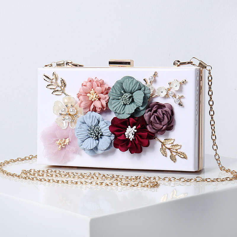 Dinner Bag Diagonal New Flower Banquet Women S Fashion Evening Wear Chain D Small Square Handheld Acrylic Bag KQ