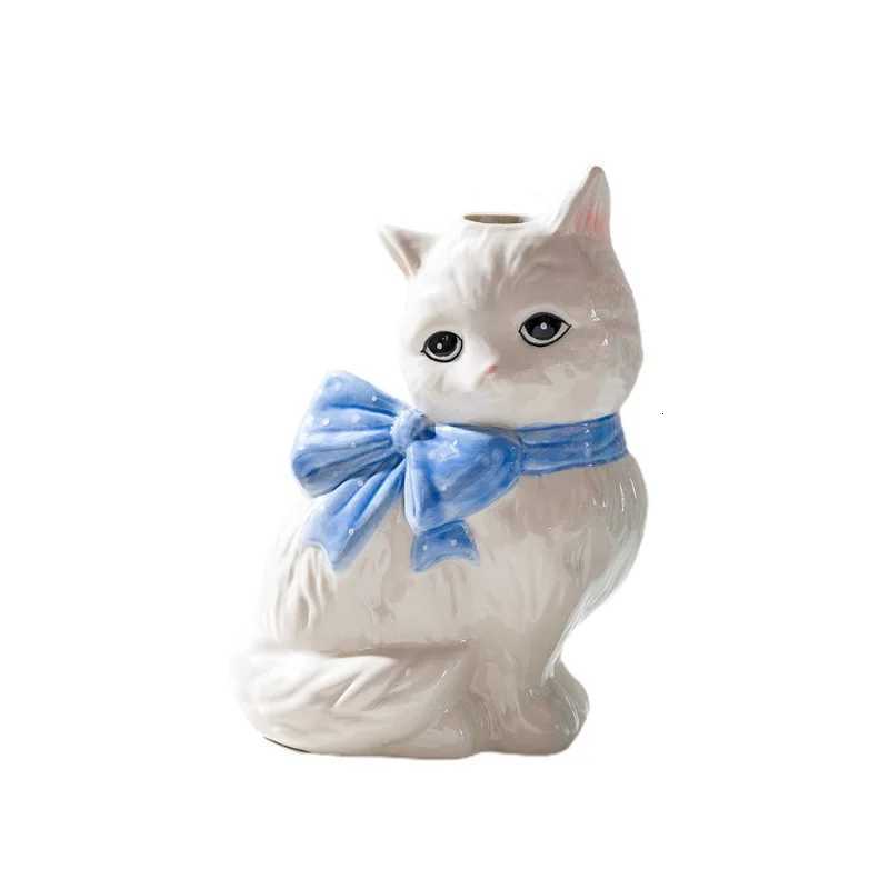Elegant cat ceramic vase art creative flower arrangement ornament light luxury advanced hydroponics home decoration C251124