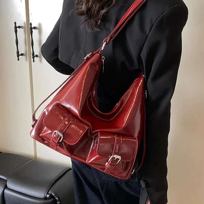 Fashion Pu Women's Backpacks Large Capacity Multiple Pockets Shoulder Underarm Bag Y2k New Maillard Style Ladies Travel Handbags