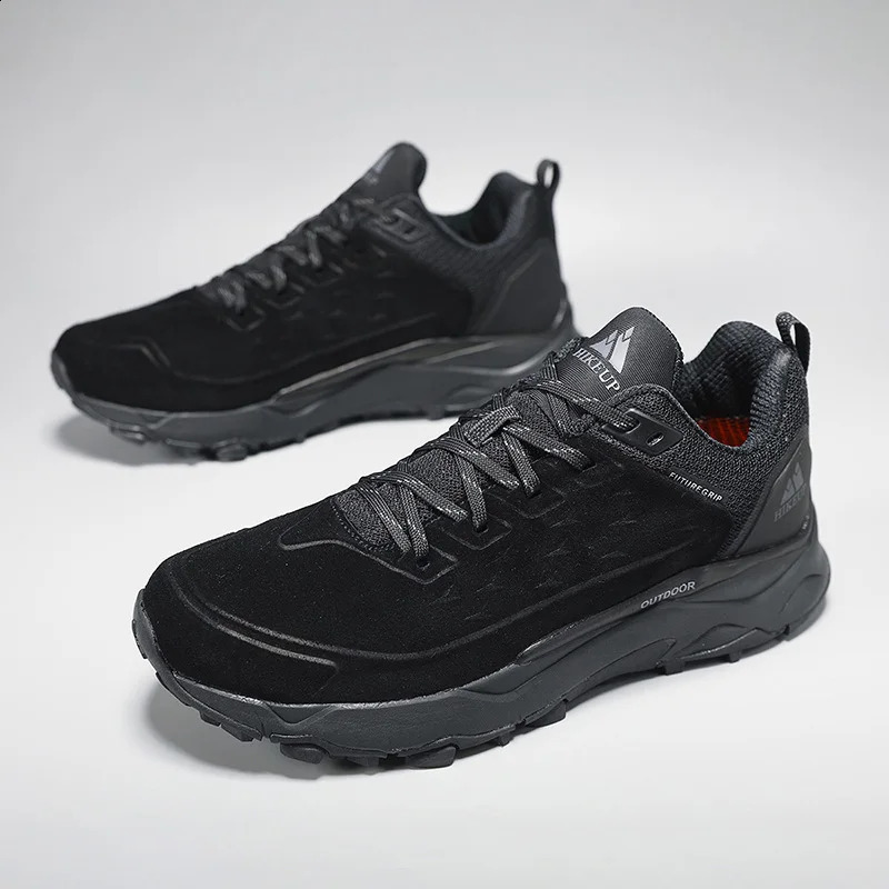 HIKEUP Hiking Shoes for Men Outdoor Sports Camping Hunting Walking Shoe Suede Genuine Leather Breathable Sneaker Non-slip 250421