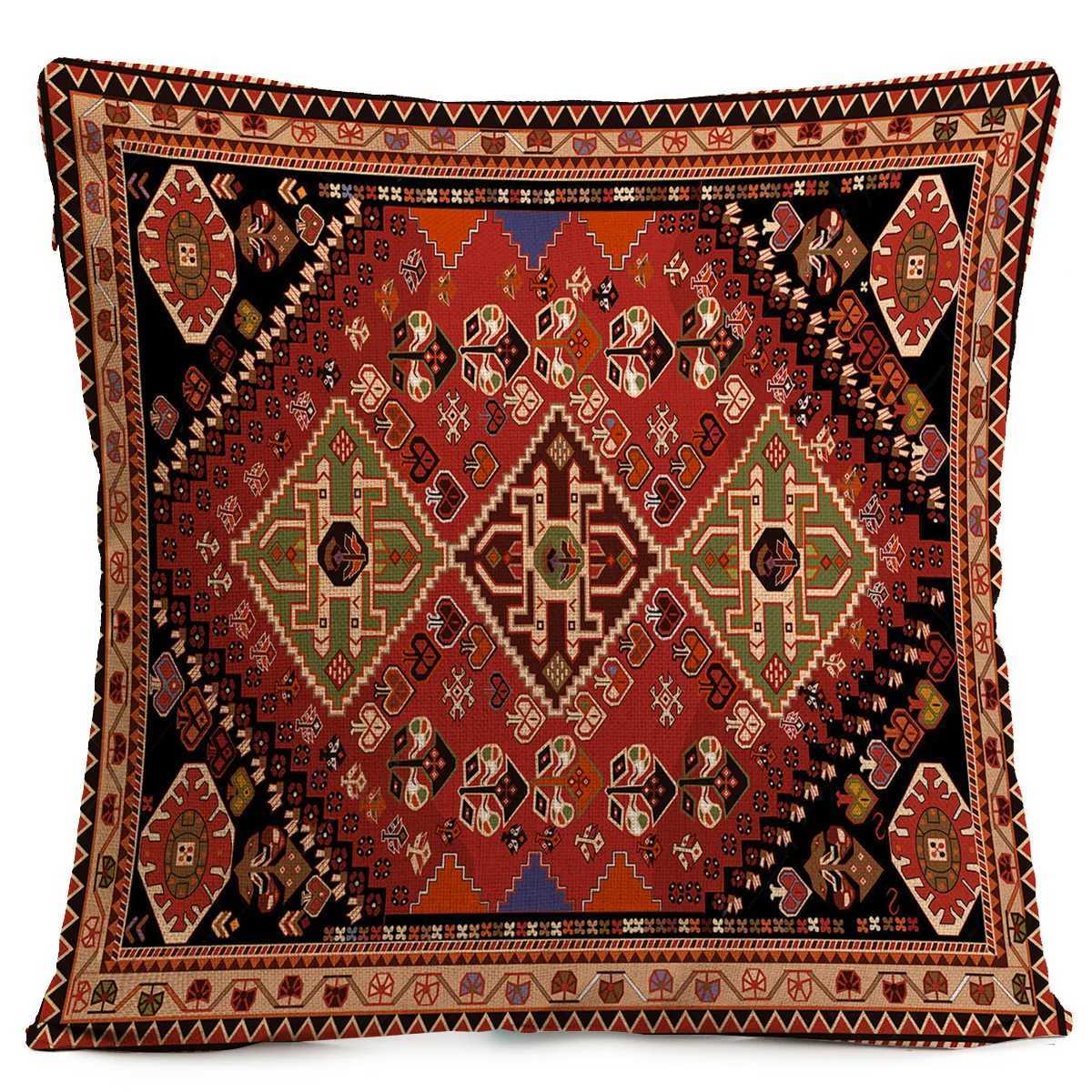 Retro Persian geometric patterns throw pillow cover with short plush print for living room sofa decoration cushion cover G251124