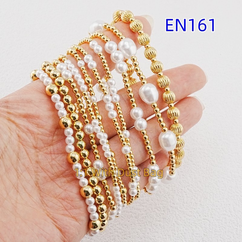 1:1 E-Newton Brand Gold Beaded Cross Bracelet Jewelry Bijoux de Luxe Birthday Christmas Gift EN161