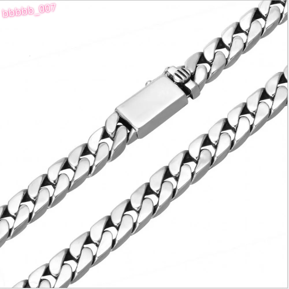 100% Real Solid S925 Silver Jewelry Cuban Chain Link Chain Necklace Men Popular Simple Trend Gold Tanks Whip Sweater Wholesale