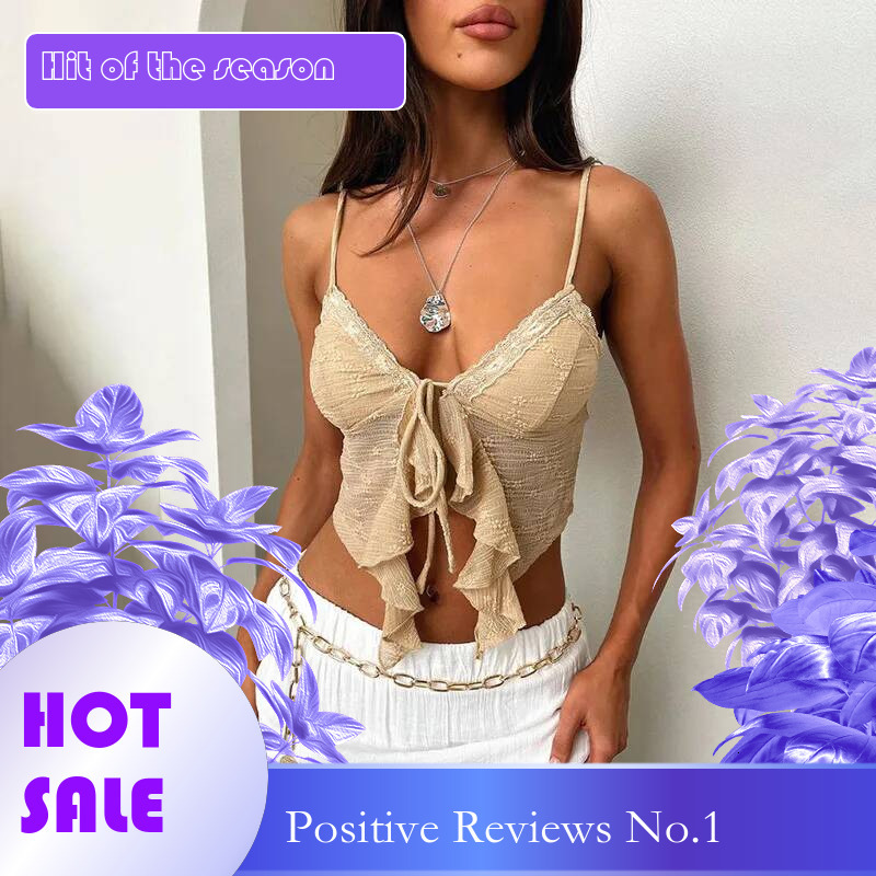 Dongdumaoyi Townlike Slim Bodycon Wrap Waist Lace Sexy Party Spaghetti Strap Crop Women Corset Top Spring Summer Streetwear Women S Tight Underwear