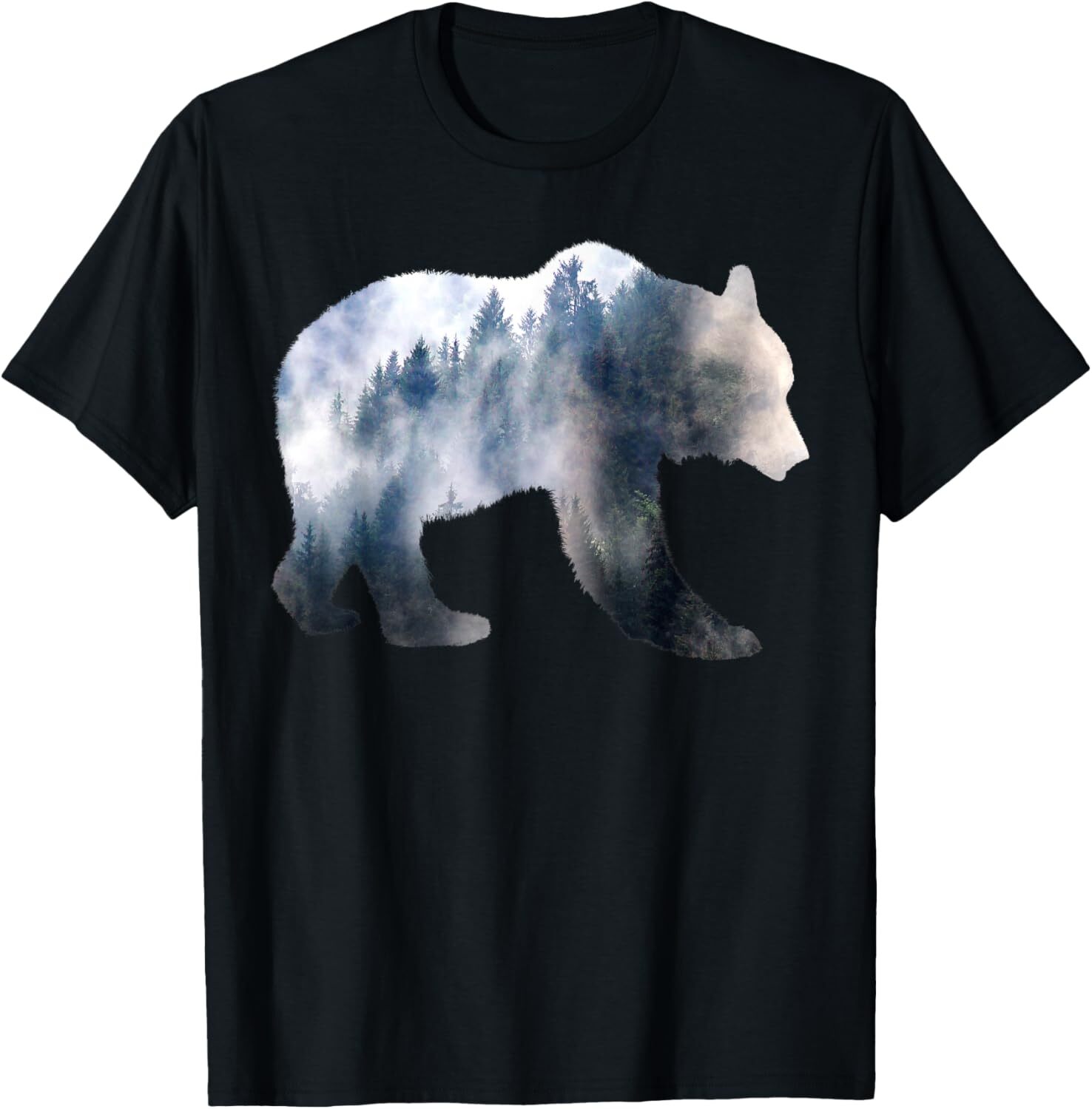 T shirt for Mens Bear Double Exposure Surreal Wildlife Animal Graphic Tee Casual Tops Clothes Short sleeve Fashion Trends