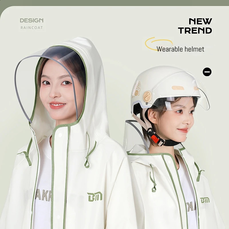 Fashion Women Transparent Eva Plastic Man Raincoat Travel Waterproof Rainwear Adult Can Hold Backpack Rain Coat 250421
