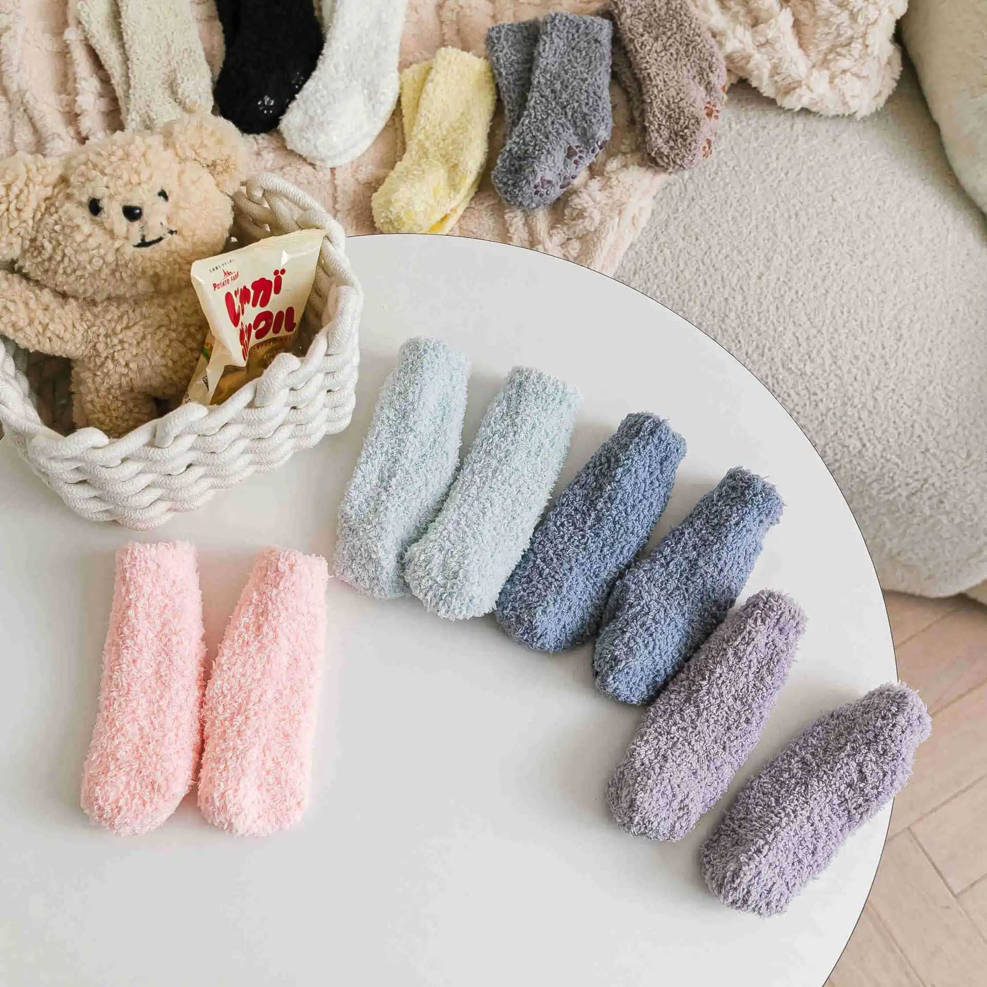 Thickened Thermal Socks Childrenn Winter Warm Home Soft Thickened Plus Velvet Sleeping Anti Slip Floor Slipper Sock Christmas Gi G251124