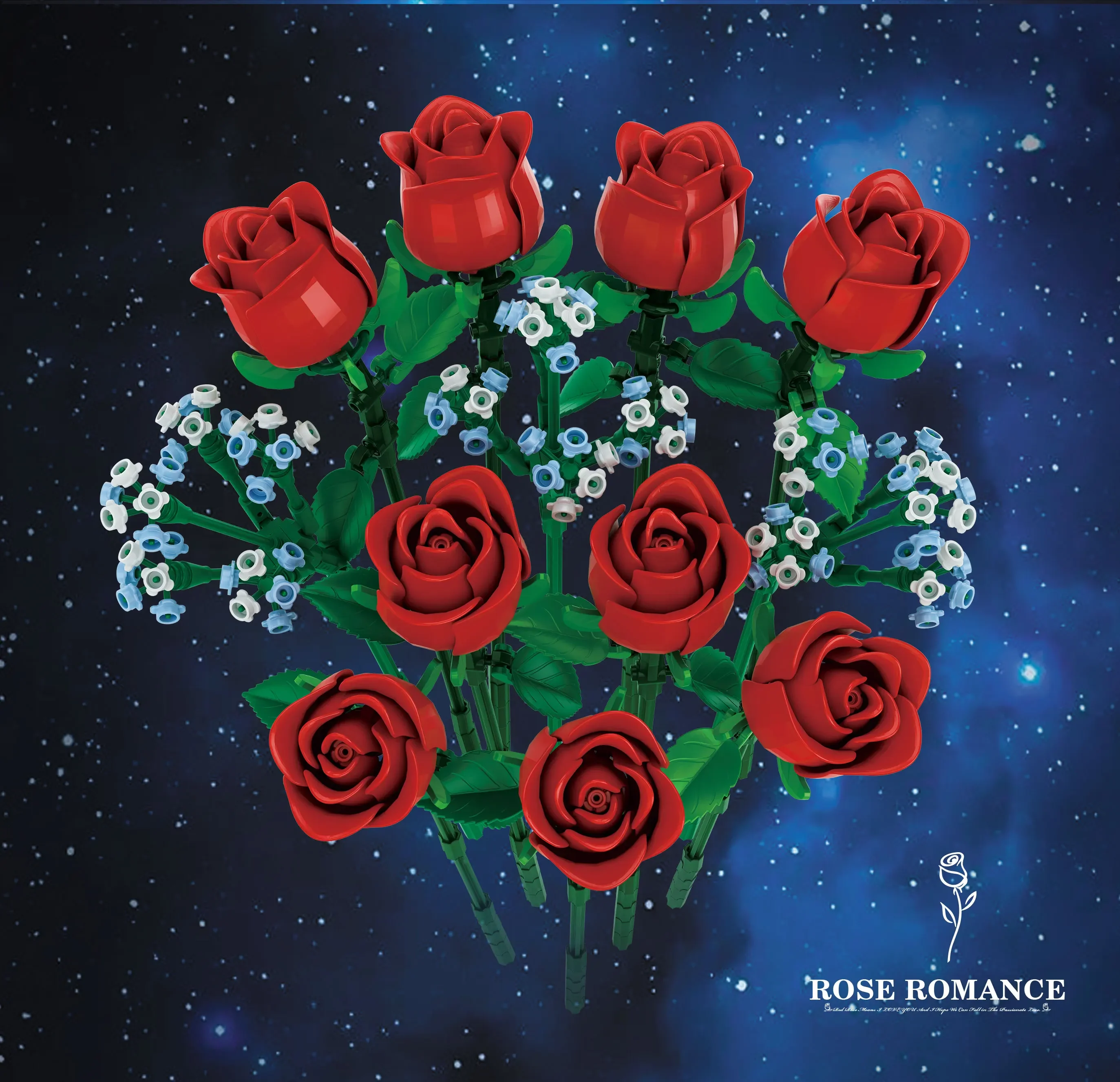 649PCS Romantic Rose Flower Building Blocks Simulated Flower Rose Bouquet Model Bricks Home Decoration Kids DIY Toys Girl Gifts