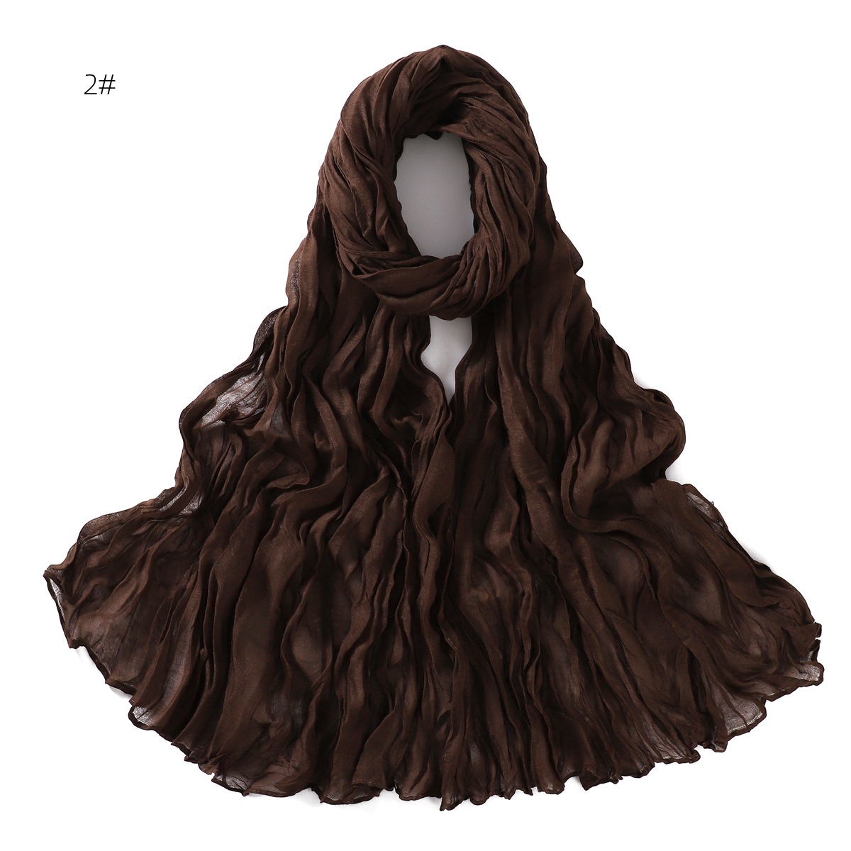 K501 Cross-border spring and autumn pure color Bali yarn twist wrinkled cotton and linen breathable thin scarf female hijab silk scarf spot wholesale