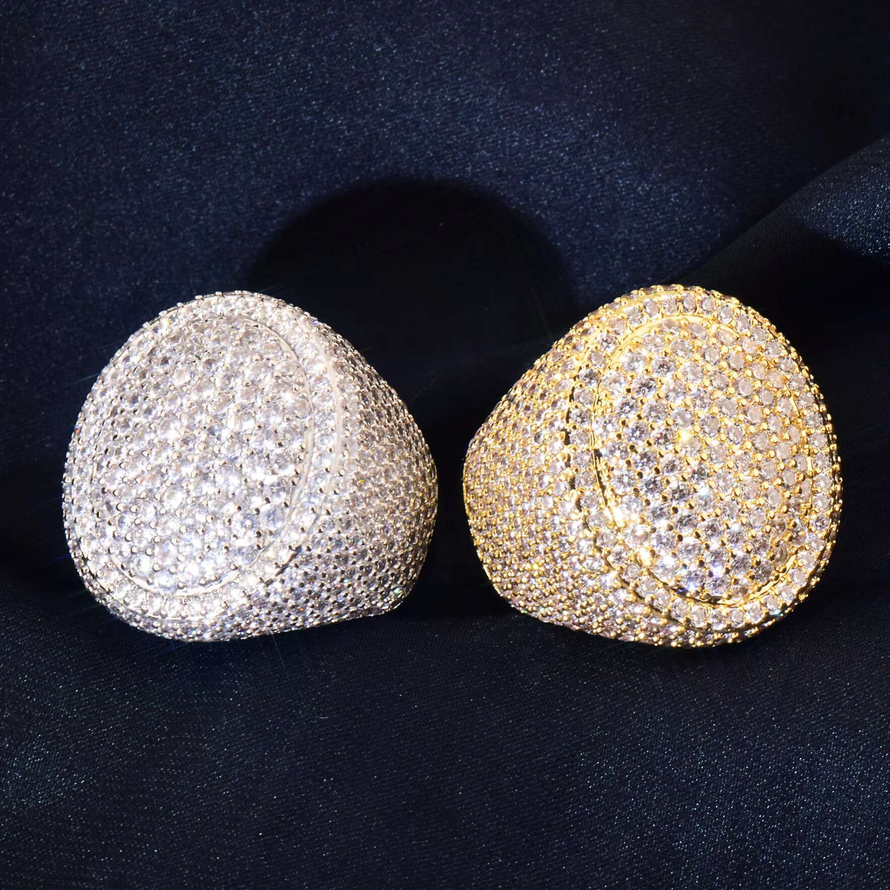 Hip Hop Gold Plated Icy Finger Rings Jewelry Fashion Iced Out Cubic Zirconia Pave Ring Men Diamond Chunky Gemstone Ring