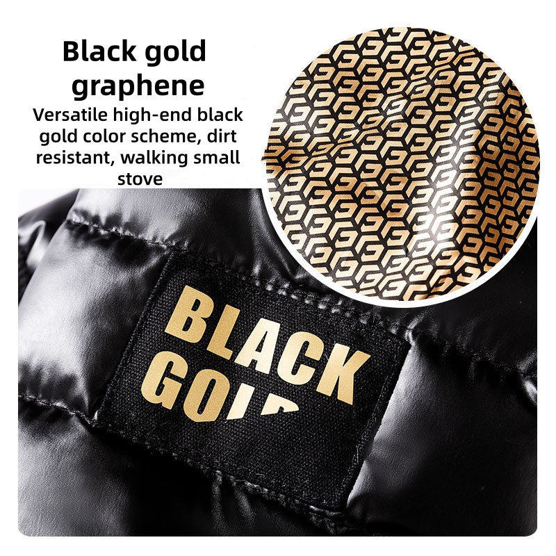 Black Gold Graphene Pet Down Jacket with Gold Print, Dirt-Resistant Warm Dog Coat with Hood, Leash Ring Design, High-End Fashionable Insulated Apparel - view 4