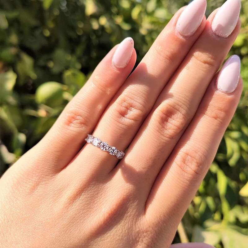 GRA White Gold D Color 4mm Moissanite Ring for Women Stone Match Diamond Wedding Band Bride S925 Sterling Silver Fine Jewelry
