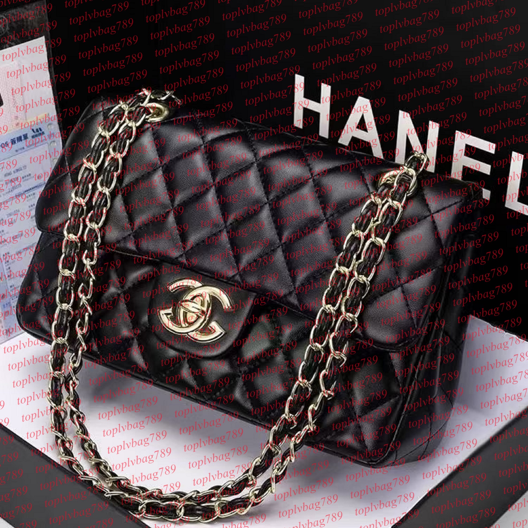 Top Tier Womens Mini Square 25 Bag Real Leather Medium Caviar Lambskin Quilted Purse Small Double Flap Black Shouler Box Bag Luxury Designer Maxi Chain Strap Handbag
