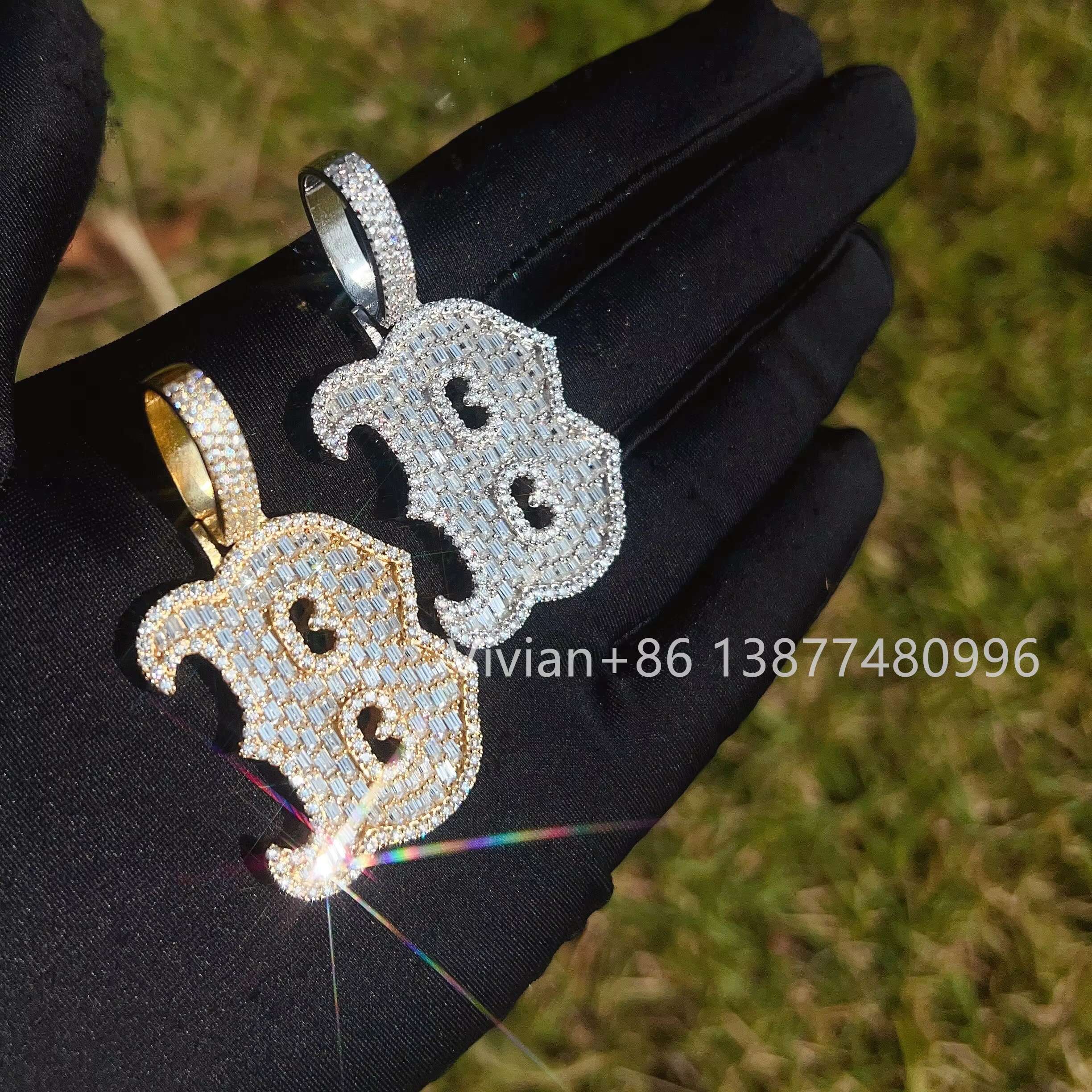 Popular Gold Plated 925 Sterling Silver Cross Diamond Vvs Moissanite Necklace Pendant