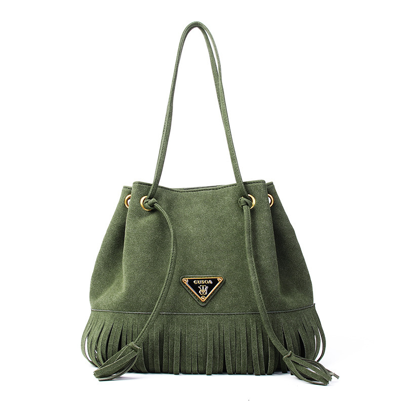 Women S Autumn And Winter New Bag With Niche Design Tassel Tote Casual Versatile High End Frosted Leather Shoulder Bag Trendy Tote Bag