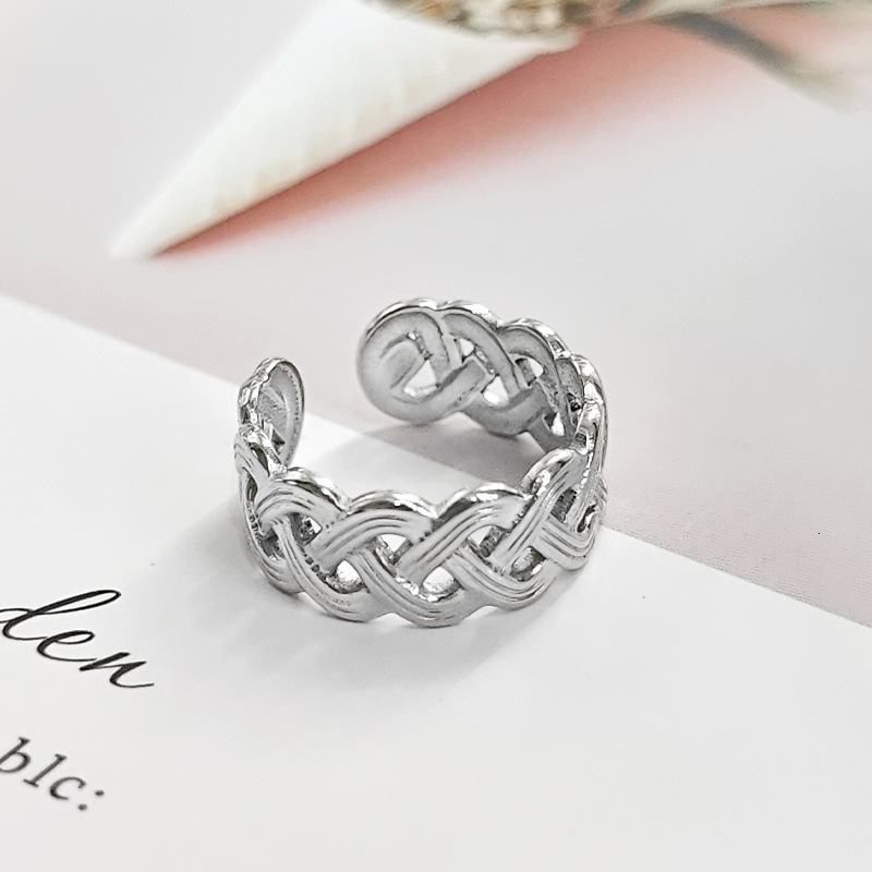 Top source non fading titanium ring, women's woven design, minimalist stainless steel ring
