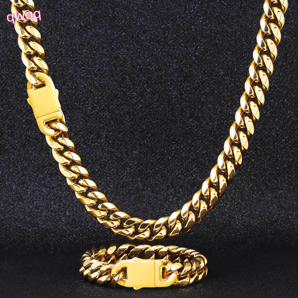 Wholesale Joyeria Acero Inoxidable Gold Plated Jewelry Figaro Chain Miami Curb Cuban Link Necklace Bracelet Mens Jewelry Set
