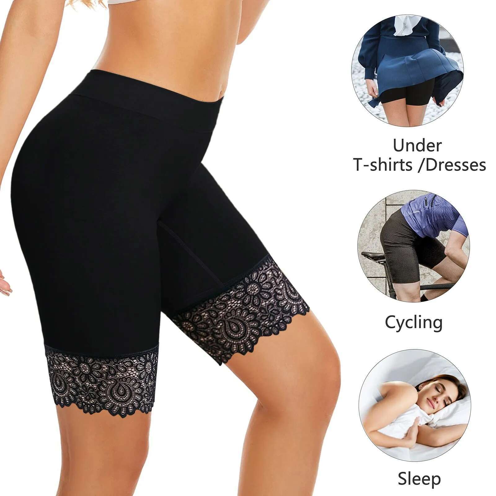 Dongdumaoyi Women Plus Size Elastic Soft Comfortable Modal Material Nude Black Shorts Lace Safety Short Pants Female Gerie Women S Tight Underwear
