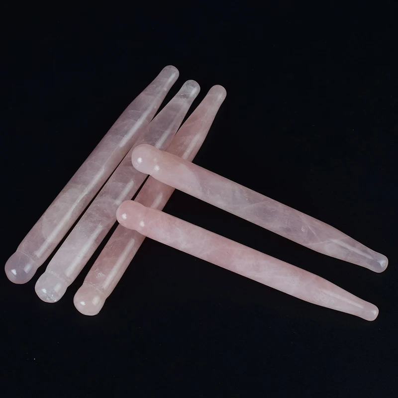 2Pcs Massage Eye Sticker Natural Rose Quartz Face Body Crystal Mineral Stone Massager Health Skin Care Gua Sha Tool Wand 250418