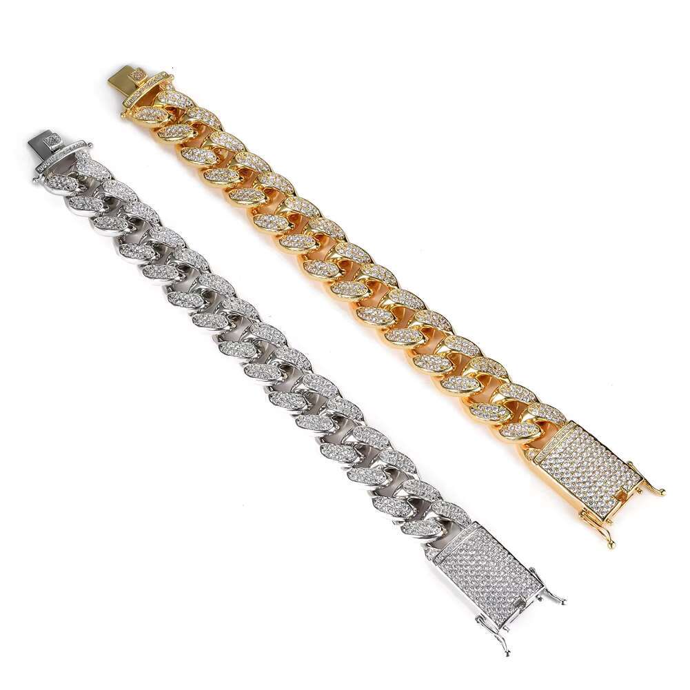 Premium Mens 20mm Chunky Cuban Link Necklace Hip Hop Iced Zircon Yellow Gold CZ Bling Jewelry Mainly Made of Brass