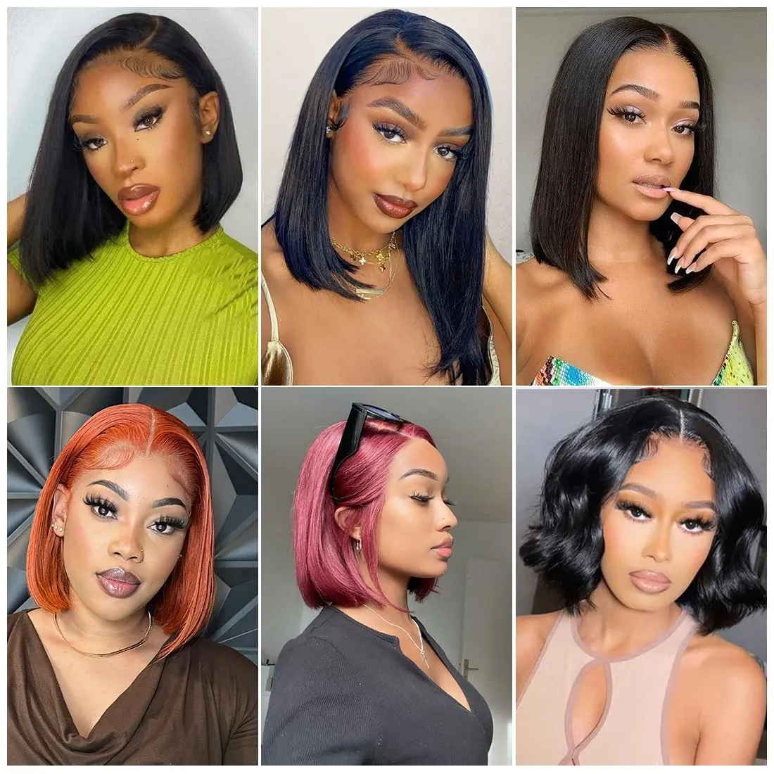 Black Colored Short Bob Human Wigs For Black Women Brazilian Straight Huamn Hair 13x4 HD Transparent Lace Front Hair Wig Lace Frontal Wig Pre Plucked 