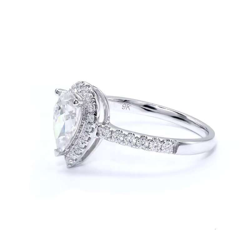 Zuanfa Jewelry Engagement Ring 9k 10k 14k Real Gold Pear Moissanite Ring