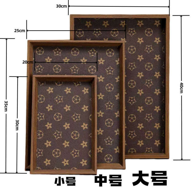 Walnut Color Leather Classic Floral Light Jewelry Bracelet Storage Living Dining Room Household Tray ddmythur