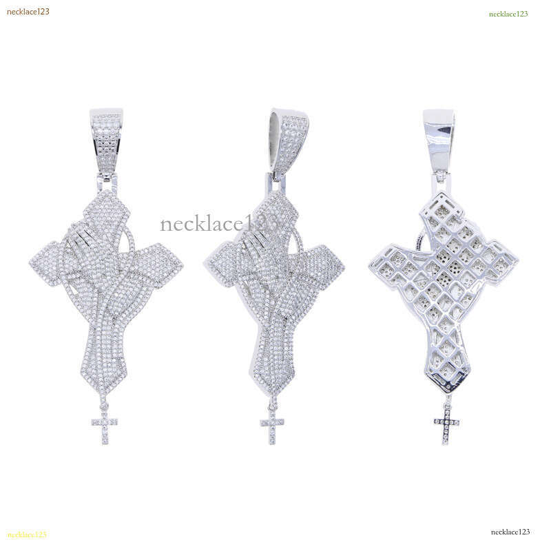 New Prayer Ice out vvs Moissanite Cross pendant Fashion trend Hip hop chic men's accessories Free shipping