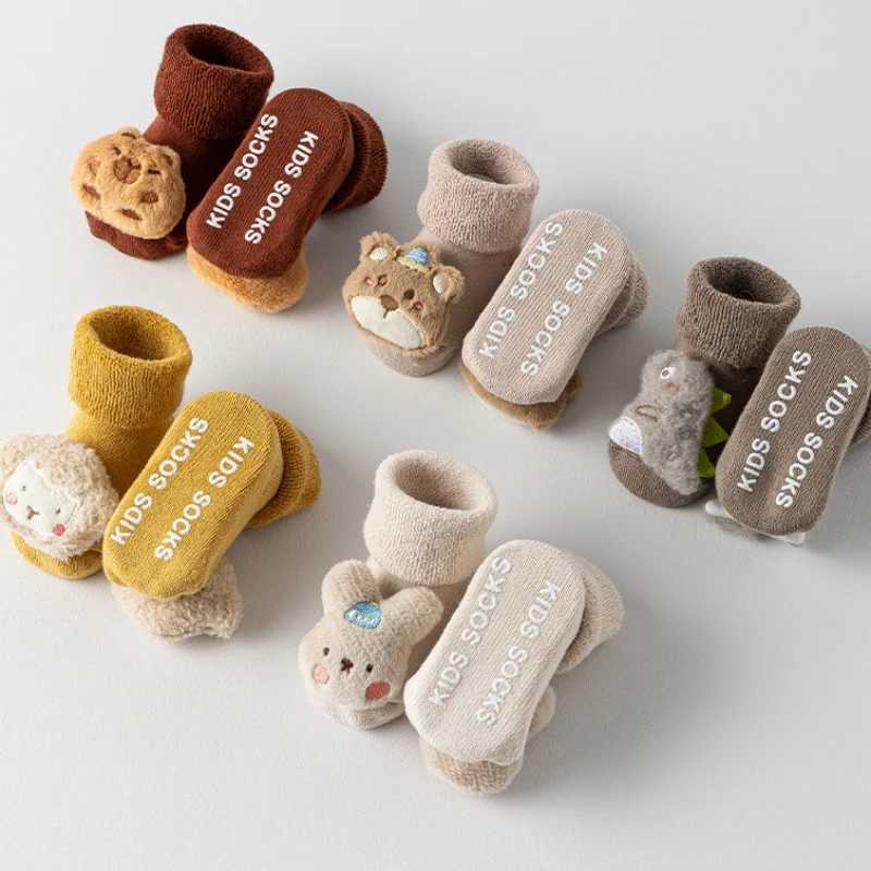 Baby Floor SOCKS for Boys Girls Winter Newborns Cotton Anti Slip Soled Cute Toddler Sock Kids Thicken Warm Socken 0-3Yrs G251124